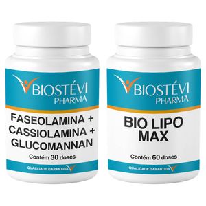 Kit faseolamina + cassiolamina + glucomannan com bio lipo max