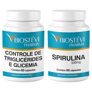Kit controle de triglicérides e glicemia + spirulina