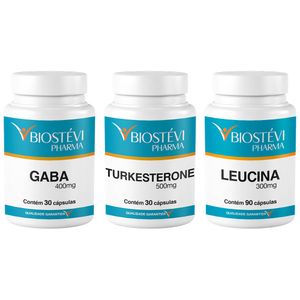 Kit gaba 400mg 30caps + turkesterone 500mg 30caps + leucina 300mg 90caps