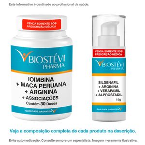 Kit Ioimbina + Associações 30 doses e  Pomada com Sildenafila 15g- Libido Feminino