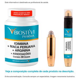 Kit Ioimbina + Associações 30 doses e Caneta Massageadora - Sildenafila + Arginina + Verapamil 15g - Libido Feminino