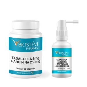 Kit Tadalafila com Arginina 60 Cápsulas e Spray Sublingual com Tadalafila + Associações 15 ml