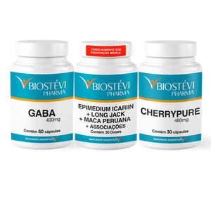 Kit Epimedium icariin + Associações (Bio Testo Turbo) + Gaba + Cherry Pure