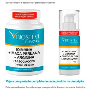Kit Ioimbina + Associações 30 doses e Pomada Alprostadil + Associações 15g - Libido Feminino