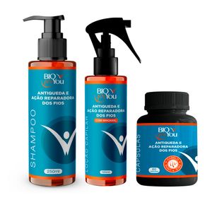 Kit Tratamento Capilar Bio For You - Shampoo + Loção + Cápsulas Antiqueda