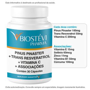 Composto Antioxidante | Pinus Pinaster + Trans Resveratrol + Vitamina C + Associações 30 Cápsulas