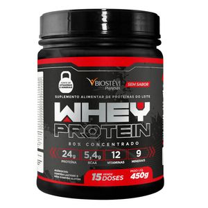 Whey Protein (Sem Sabor) Concentrado 80% com Vitaminas e Minerais 15 Doses 450g