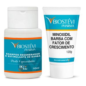 Kit Gel Minoxidil Barba Com Fator de Crescimento + Shampoo Estimulante de Crescimento de Barba