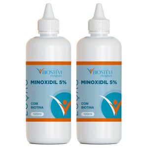 Kit 2 frascos gotas minoxidil 5% com biotina loção 120ml