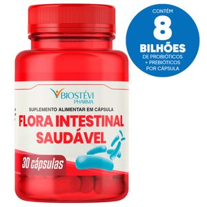 Flora Intestinal Saudável | Lactobacillus + Bifidobacterium Longum 2 bilhões + Inulina 100mg + FOS 100mg 30 Cápsulas