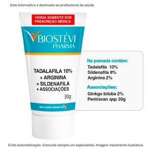 Pomada turbinada prolongadora de ereção Tadalafila + Arginina + Associações - 30g