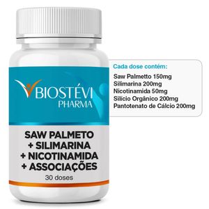 Composto Redutor de DHT | Saw Palmetto + Silimarina + Nicotinamida + Associações 30 Doses