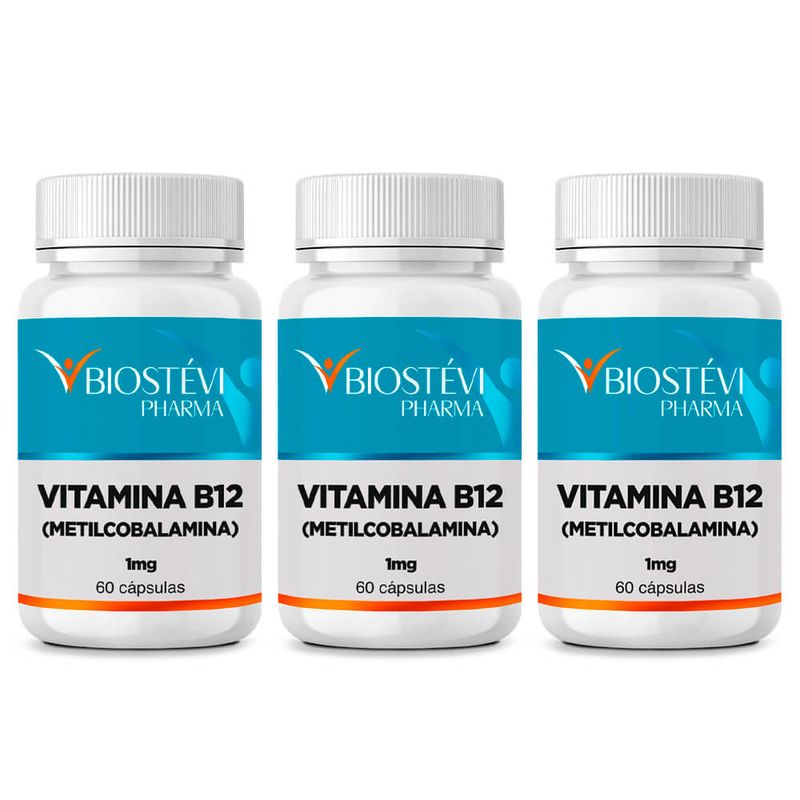 2385 - Kit 3 Potes Vitamina B12 Metilcobalamina 1mg