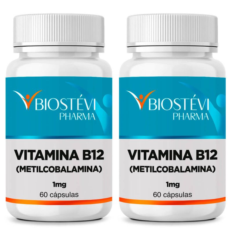 2384 - Kit 2 Potes Vitamina B12 1mg 60 Cápsulas