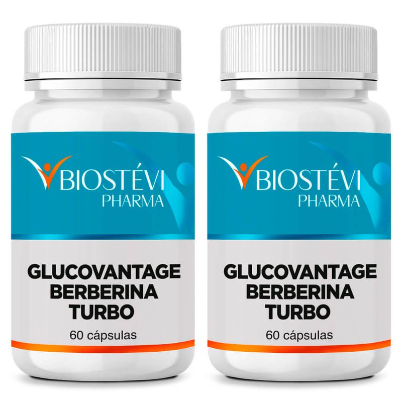2301 - Kit 2 Potes Glucovantage (Super Berberina) Turbo 100mg 60 Cápsulas