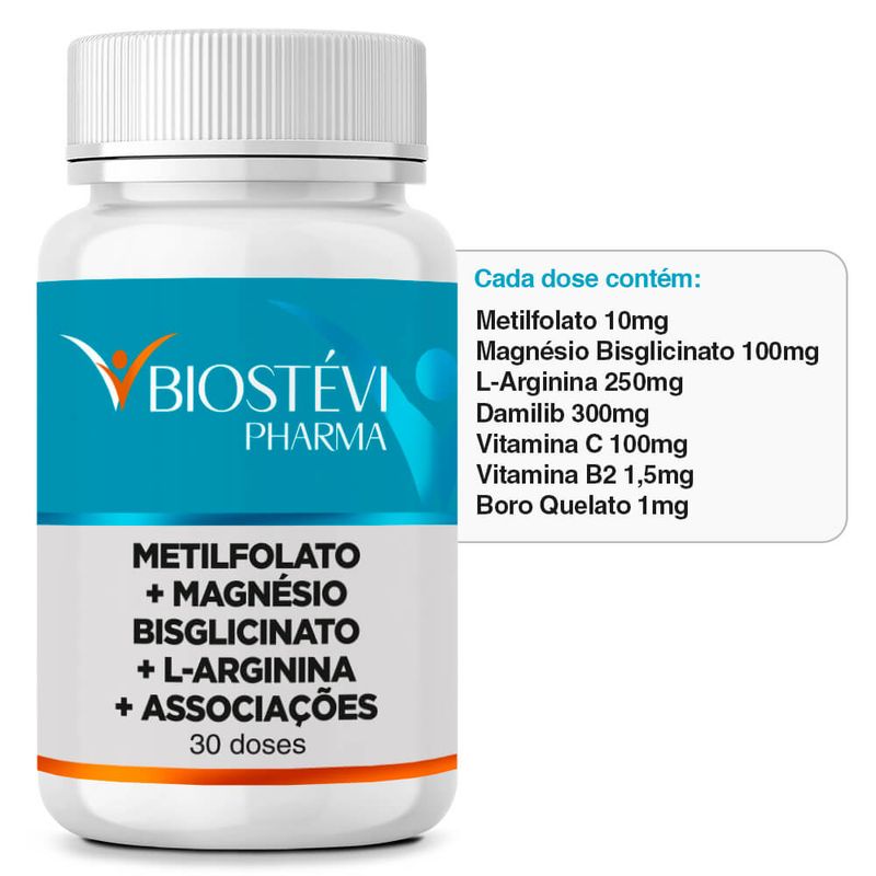 2251 - Booster para Libido - Metilfolato + Magnésio Bisglicinato + L-Arginina 30 Doses - TABELA