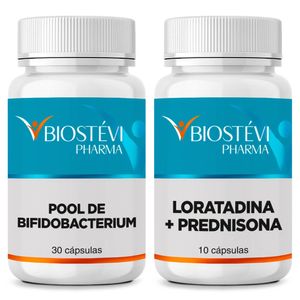 Kit  Sinusite Alérgica Pool de Bifidobacterium + Composto Anti Alérgico | Loratadina + Prednisona