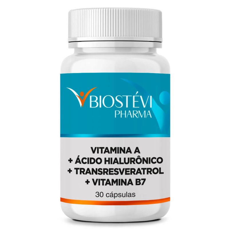 2169 - Composto Rejuvenescedor - Vitamina A + Ácido Hialurônico + Transresveratrol + Vitamina B7 30 Cápsulas