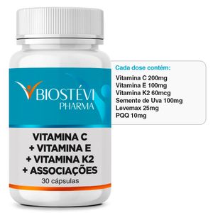 Vitamina C + Vitamina E + Vitamina K2 + Associações 30 Cápsulas