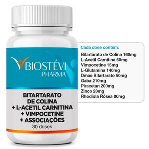 Composto Mental - Bitartarato de Colina + L acetil Carnitina + Vimpocetine + Associações - 30 Doses