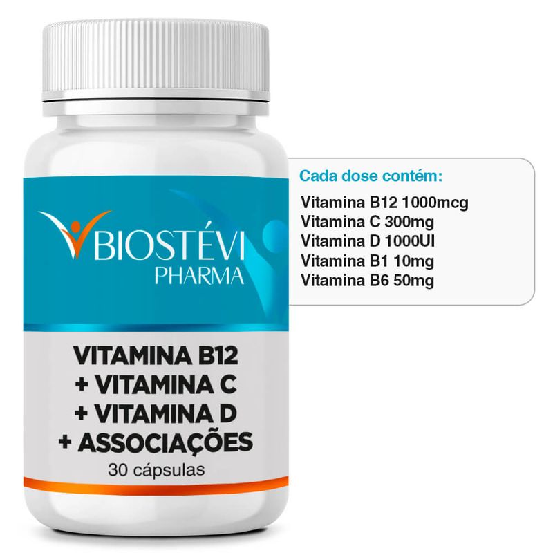2149 - Condicionamento Físico com Vitamina B12 + Vitamina C + Vitamina D + Associações 30 Cápsulas - TABELA