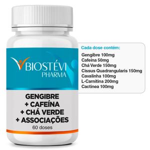 Termogênico Diurético | Gengibre + Cafeína + Chá Verde 60 Doses