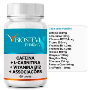 Pré-Treino Cafeína + L-Carnitina + Vitamina B12 |60 Doses