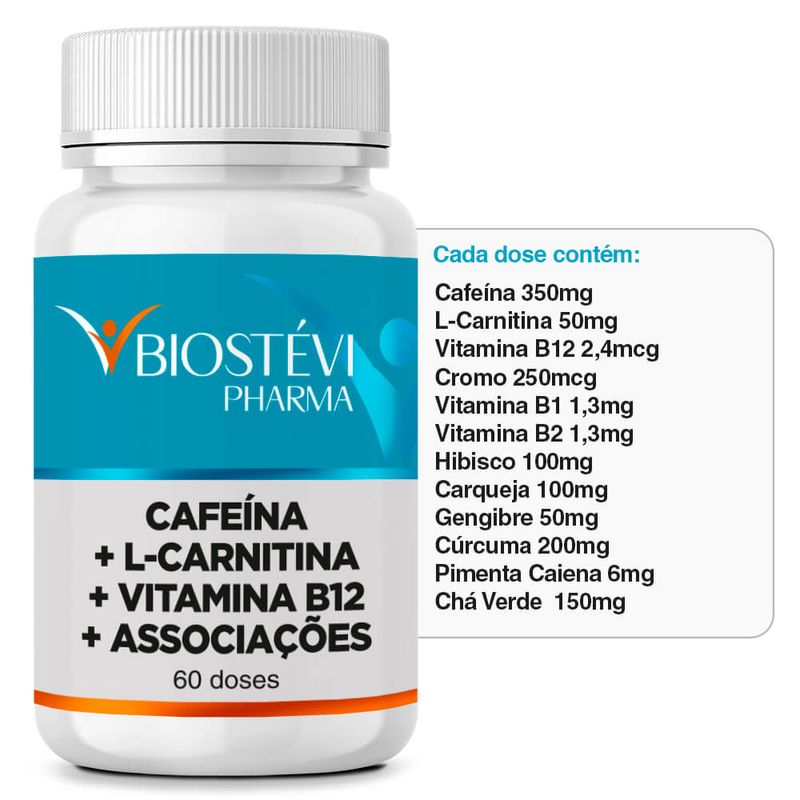 2118 - Pré Treino Cafeína + L-Carnitina + Vitamina B12 - 60 Doses - TABELA