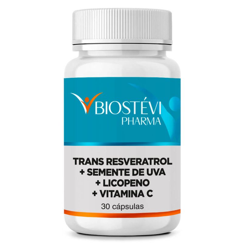 2097 - Composto Trans Resveratrol Plus - Trans Resveratrol + Semente de Uva + Licopeno + Vitamina C 30 Cápsulas