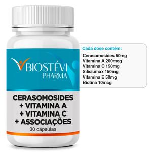 Composto para Cuidados com a Pele | Cerasomosides + Vitamina A + Vitamina C + Associações 30 Cápsulas