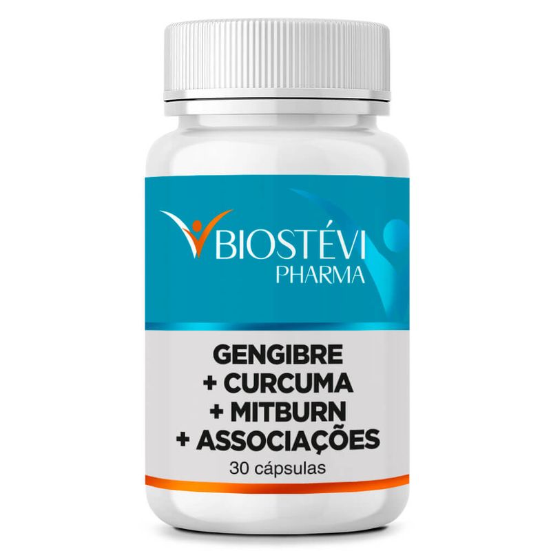 2044 - Composto para Aumento do Metabolismo Basal (Termogênese) - Gengibre + Cúrcuma + Mitburn + Associações 30 Doses