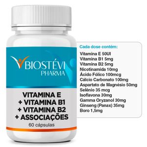 Composto Equilíbrio Hormonal da Mulher | Vitamina E 50UI + Vitamina B1 5mg + Vitamina B2 5mg + Associações 60 Cápsulas