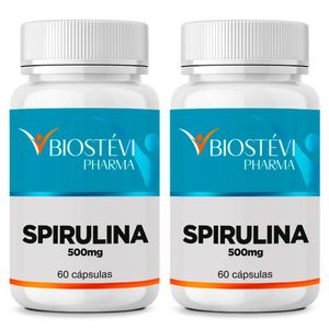 Kit 2 potes spirulina 500mg 60 cápsulas