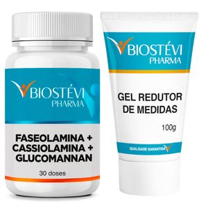 Kit faseolamina + cassiolamina +  glucomannan com gel redutor de medidas