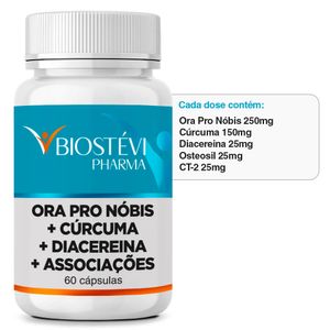 Composto para Fibromialgia, Artrite, Artrose | Ora Pro Nobis + Cúrcuma + Diacereina + Associações 60 Cápsulas