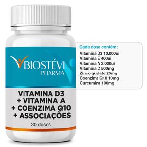 Composto para Imunidade | Vitamina D3 + Vitamina A + Coenzima Q10 + Associações - 30 Doses