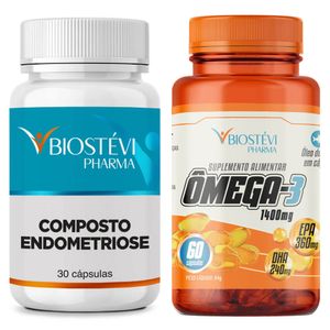 Kit composto endometriose 30 cápsulas + ômega 3 1400mg 60 cápsulas