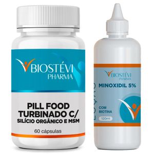 Kit minoxidil 5% com biotina loção com pill food turbinado