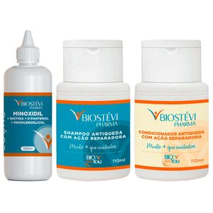 Kit minoxidil capilar max com shampoo e condicionador antiqueda