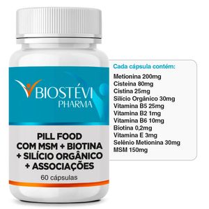 Pill Food para Crescimento Capilar (MSM + Silício Orgânico + Biotina + Associações) 60 Cápsulas