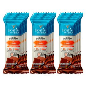 Kit | Protein Energy Bar com Cafeína (Sabor Chocolate) 12 Unidades Nutrition - Barrinhas de Proteína Premium