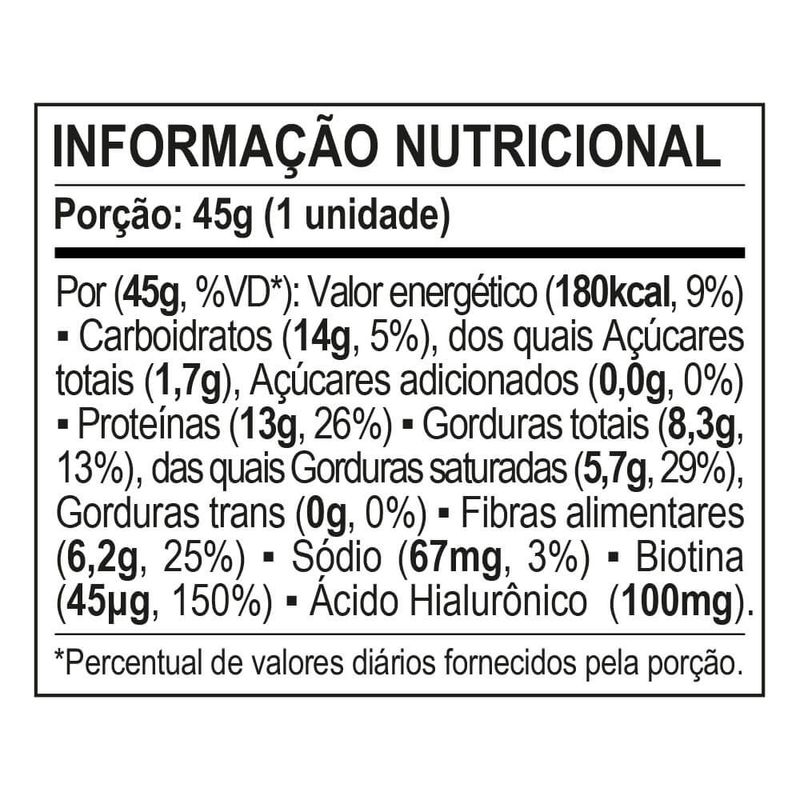 Barra-de-Proteina---Acido-Hialuronico-e-Biotina---Sabor-Cookies---Cream---Tabela