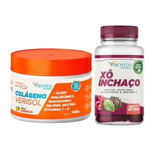 Kit Colágeno Verisol + Ácido Hialurônico com Vitamina C e E 148g + Xô Inchaço 30 doses