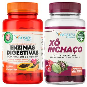 Kit Enzimas Digestivas com Protease e Pepsina + Xô Inchaço com Drenow C