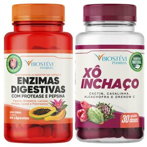 Kit Enzimas Digestivas com Protease e Pepsina + Xô Inchaço com Drenow C