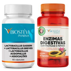 Kit Lactobacillus para Emagrecimento + Enzimas Digestivas com Protease e Pepsina