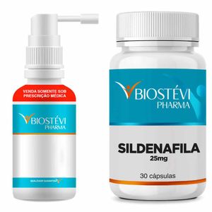 Kit Sildenafila 25 mg - 30 cápsulas + Spray Tadalafila + Arginina + Ginseng + Associações - 15ml