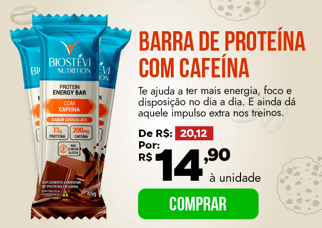 Barra de Proteína Premium com Cafeína - Sabor Chocolate