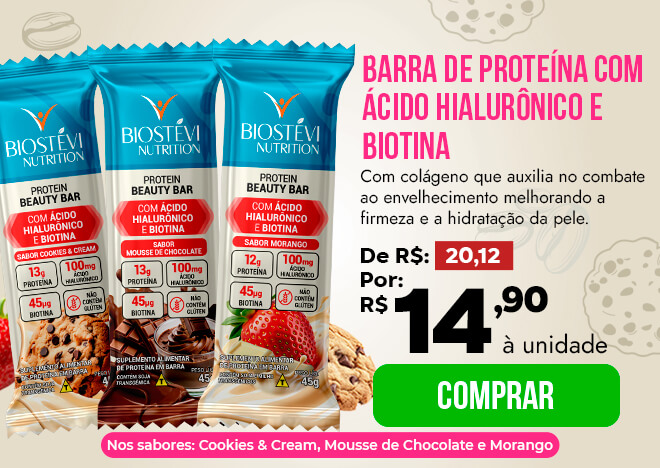 Barra de Proteína Premium com Ácido Hialurônico e Biotina