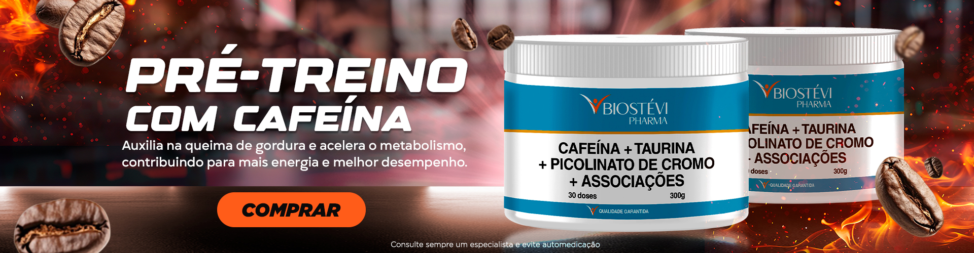 Pré-Treino com Caféina | Auxilia na Queima de Gordura e Acelera o Metabolismo